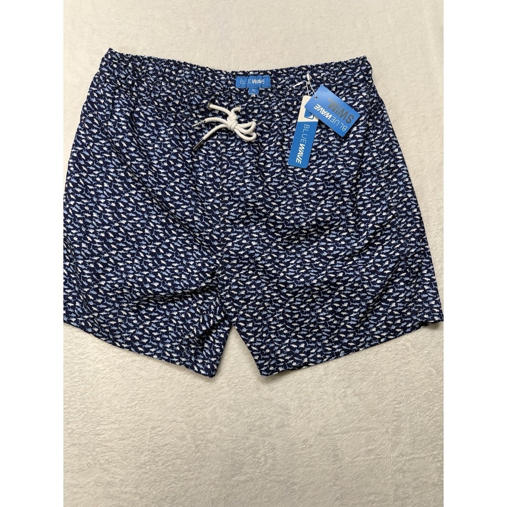 Blue Wave Men's XL Blue Shark Print Swim Shorts New With Tags Never Worn Trunks